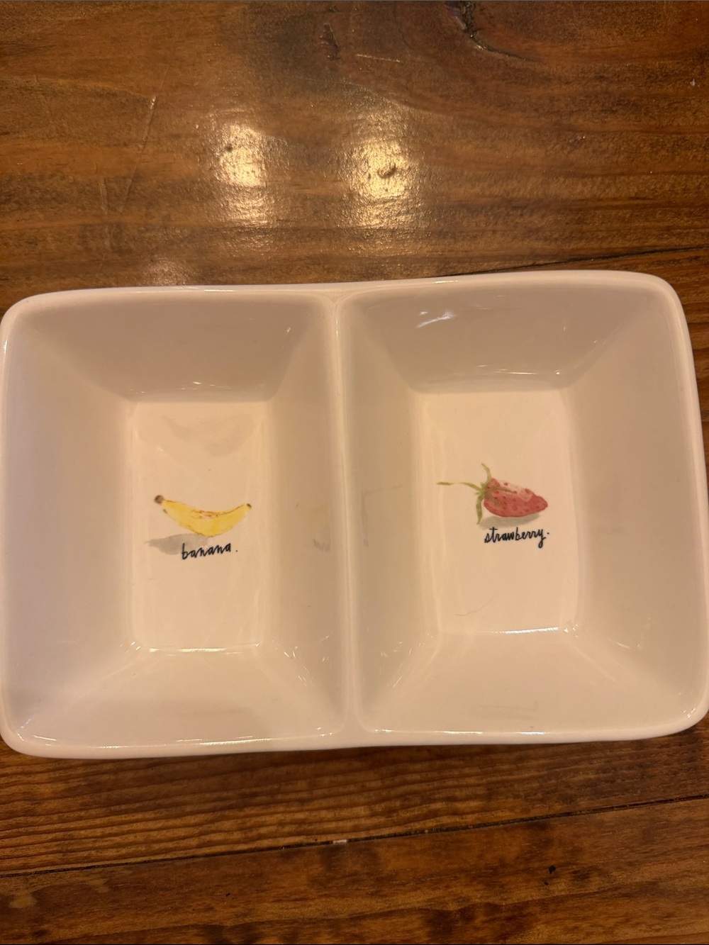 Rae Dunn White Ceramic Bowl with Red Strawberry Accent